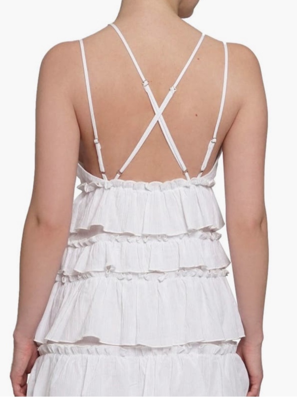 KNOW ONE CARES WHITE TIERED RUFFLE MAXI DRESS SIZE M NWT - Picture 7 of 8